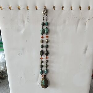 Source Unknown Turquoise and Brown Composite Bead Necklace
